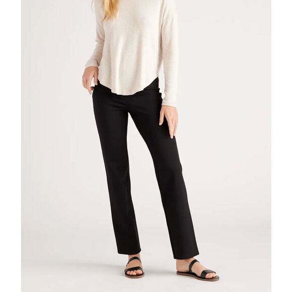 NWT! Quince Black Ultra-Stretch Ponte Straight Leg Pants - Size Petite S - Picture 1 of 5